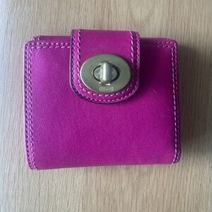 Vintage Coach 2005 Pink and Purple Leather Wallet With Turnlock